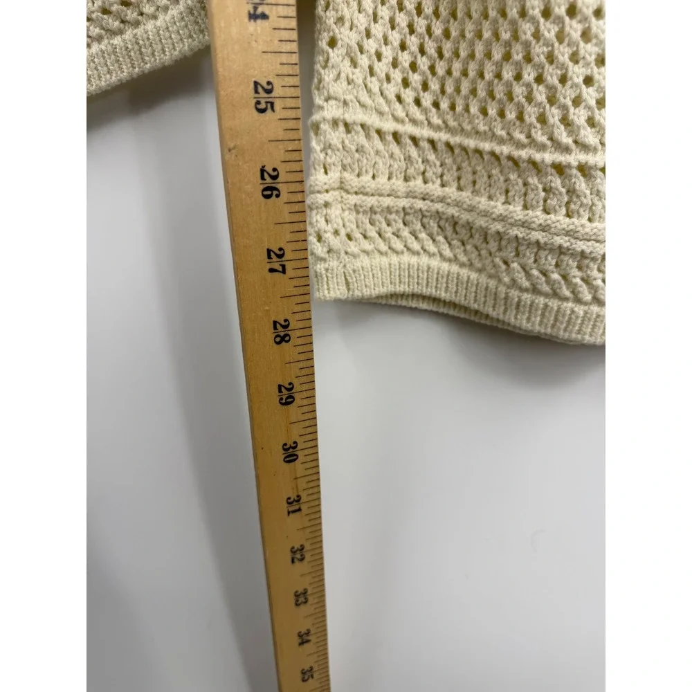 Z Supply Adia Crochet Pant Women Size S Sea Salt Wide Leg Knit Drawstring NEW